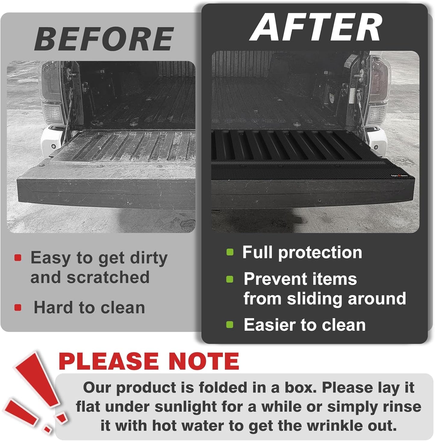 TripleAliners Tailgate Mat Compatible with Toyota Tacoma 2005-2023 Accessories Truck Tailgate Liner All-Weather Protector Cargo Cover Custom Fit for 2005-2023 Tacoma