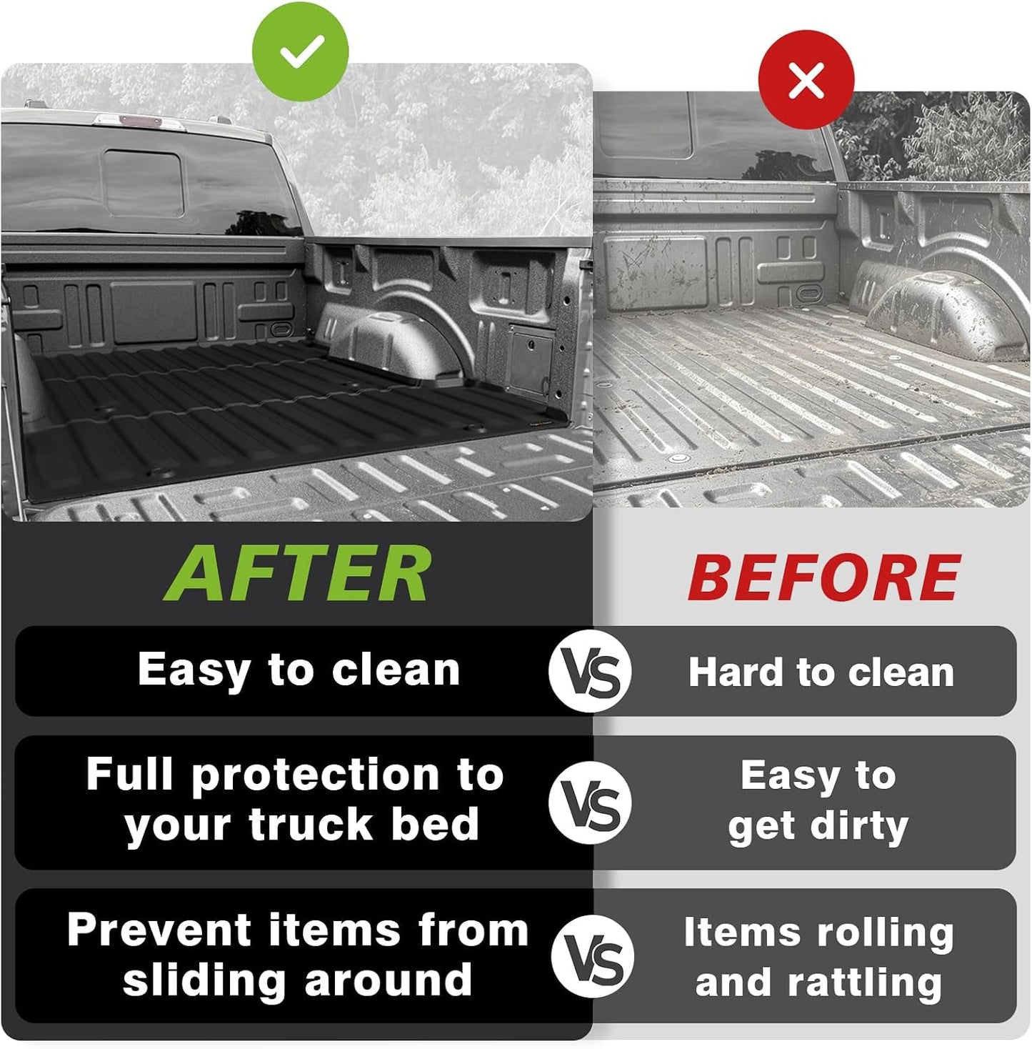 TripleAliners Truck Mat Compatible with 2024-2026 Ford F150 6.5FT Accessories, Truck Bed Mat Heavy Duty Custom Fit All Weather Protection TPE Pickup Liner