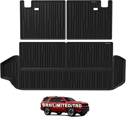TripleAliners Trunk Mat & Rear Seatback Mat Fit for Toyota 2025 4Runner All Weather TPE Liners Accessories Custom Fit 6th Generation 4Runner TPE Heavy-Duty Covers(Only for 7 Seats)