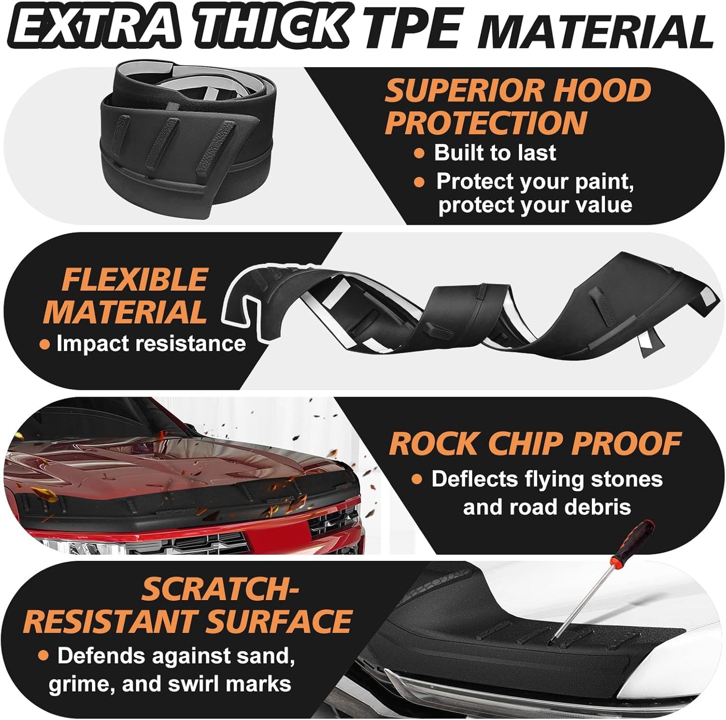 TripleAliners Hood Deflector Protector Compatible with 2015-2020 Ford F-150 F150 Accessories Hood Protector TPE Bug Deflector Shield Replacement