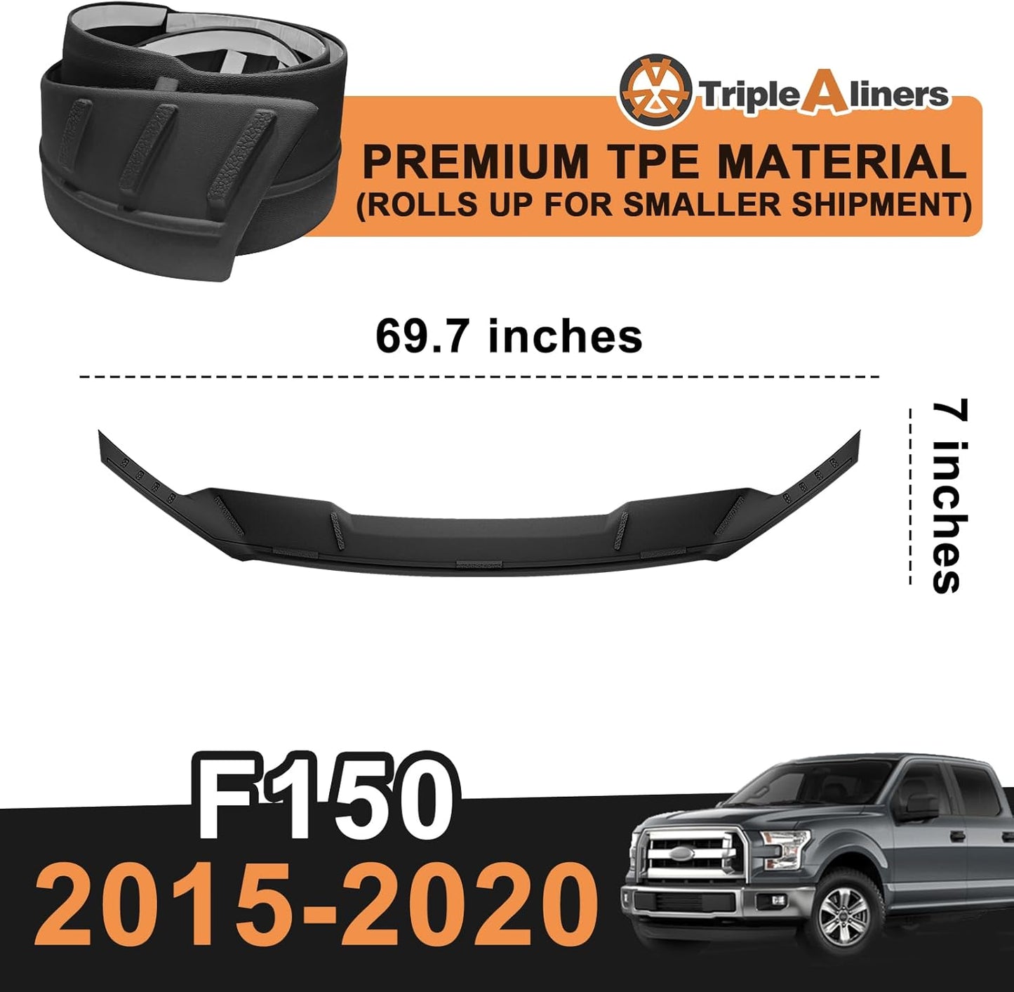 TripleAliners Hood Deflector Protector Compatible with 2015-2020 Ford F-150 F150 Accessories Hood Protector TPE Bug Deflector Shield Replacement