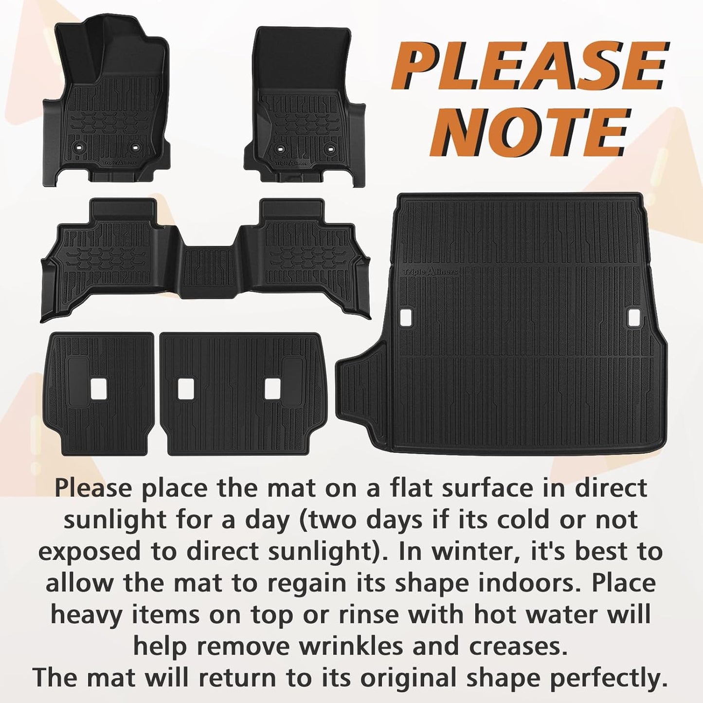 TripleAliners Floor Mats & Trunk Mat & Rear Seatback Cover All Weather TPE Liners Fit for Toyota 2025 4Runner Accessories Custom Fit TPE Heavy-Duty (Only for 5 Seats) - Not for Hybrid Model