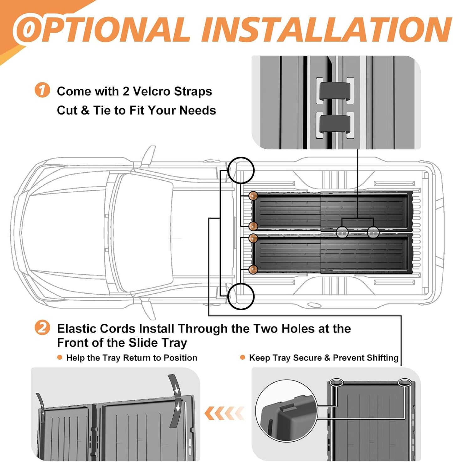 TripleAliners Slide-Out Truck Bed Cargo Tray Compatible with 5'7"+ & Longer Beds Pull-Out Storage Organizer for Pickup Truck Bed Organizer Adjustable Heavy-Duty Polyethylene (5.7FT & Plus)