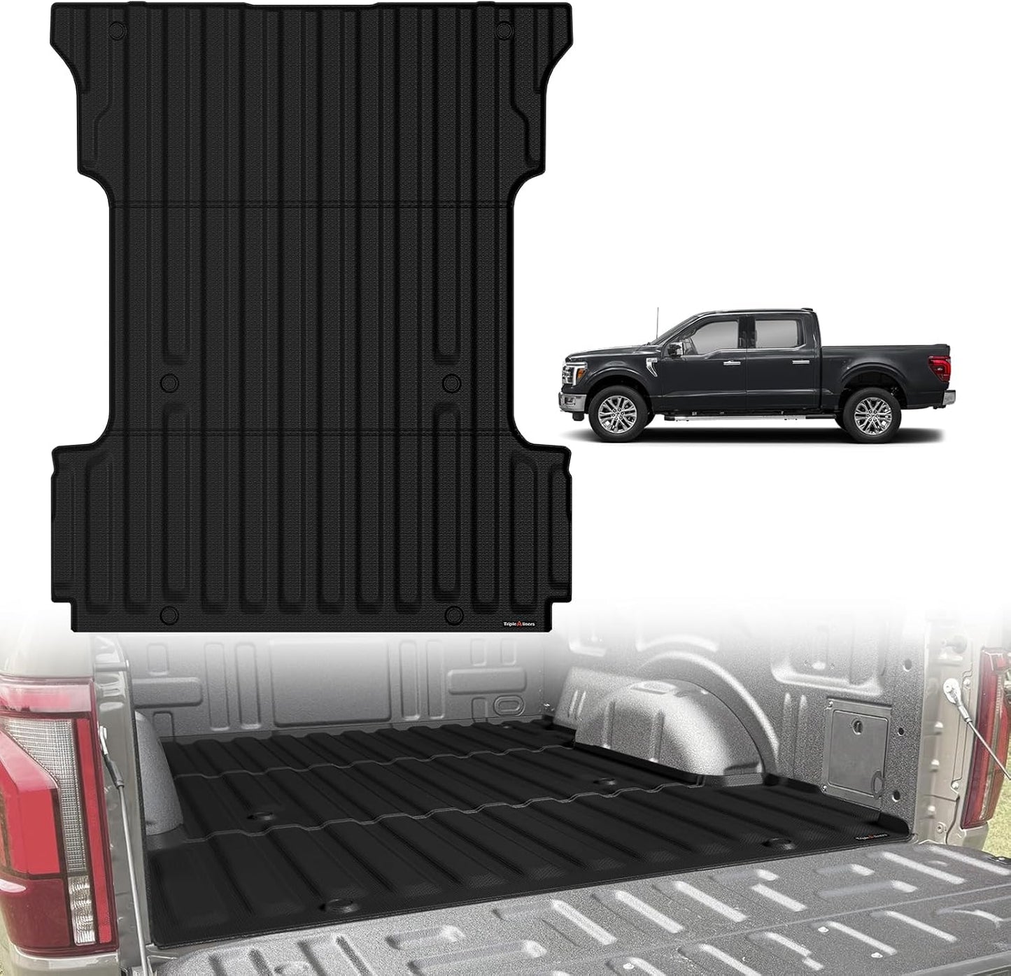 TripleAliners Truck Mat Compatible with 2024-2026 Ford F150 6.5FT Accessories, Truck Bed Mat Heavy Duty Custom Fit All Weather Protection TPE Pickup Liner