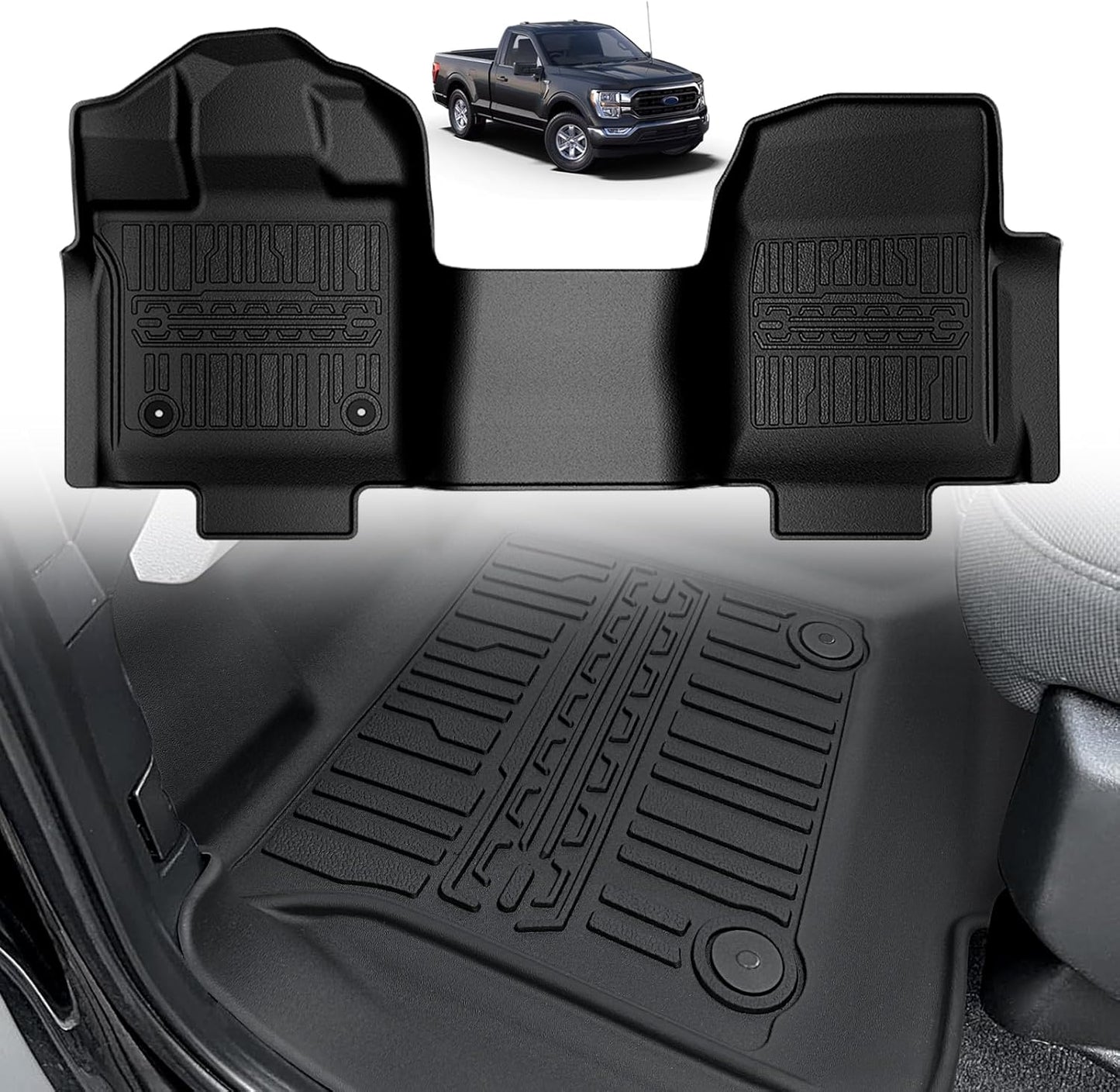 TripleAliners Floor Mats for 2015-2025 Ford F150 Regular Cab 1st Row (Bench Seat 1pc)