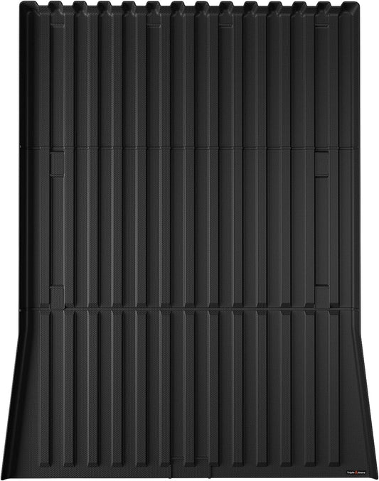 TripleAliners Truck Bed Mat Compatible with 2025 2026 Tesla Cybertruck Accessories Vehicle Perfectly Flush All Weather Protection TPE Heavy Duty Pickup Car Bed Cargo Mat (Corrugated Design Front Wall)