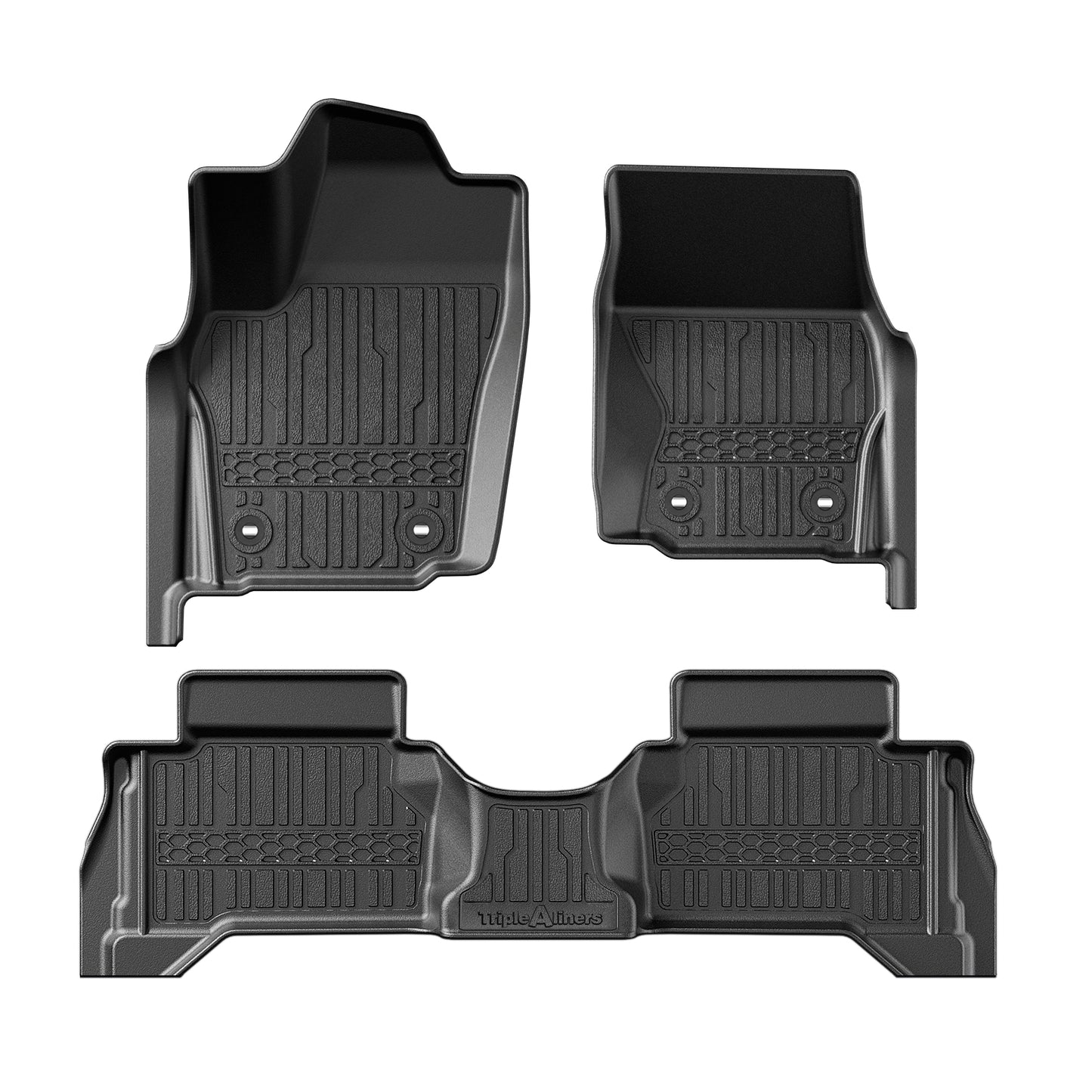 TripleAliners Floor Mats All Weather Liners Compatible with 2024 2025 Toyota Tacoma Accessories Double Cab Front & Rear 2-Row Custom Fit TPE, Hybrid ONLY (Won't Fit Gasoline)