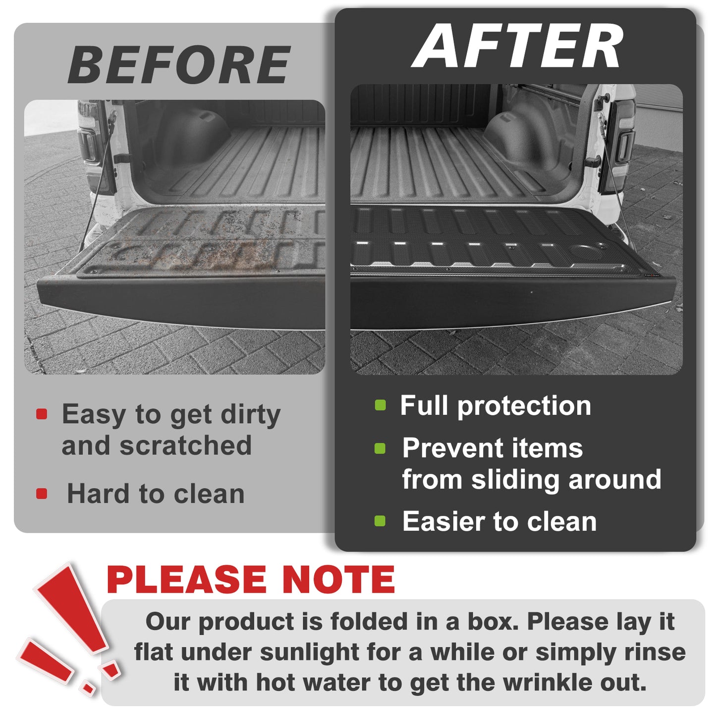 TripleAliners Tailgate Mat for 2019-2025 2026 Dodge Ram 1500 Power Tailgate-Release&Standard Tailgate Accessories Liner Protector TPE Custom Fit (Won't Fit Classic/Multifunction/Power Tailgate)