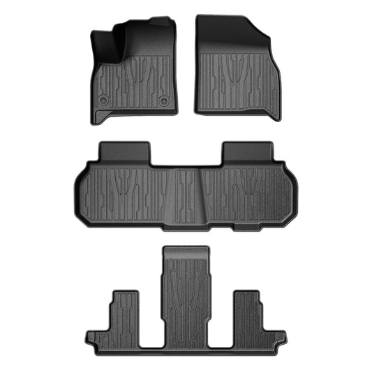 TripleAliners Floor Mats All Weather Compatible with 2024+ GMC Acadia/Chevy Traverse | models with second-row captain's chairs /2025 Buick Enclave Accessories Front & 2nd & 3rd Row Full Set Floor Liners TPE Custom Fit Protection Car Mats 4-pc