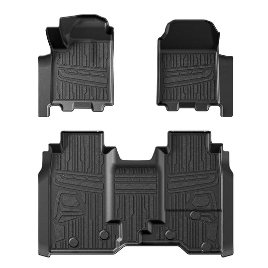 TripleAliners Floor Mats All Weather Liners Compatible with 2024 2025 Chevrolet Silverado EV WT Version Accessories 1st & 2nd Row Full Set Floor Liners TPE Heavy Duty Custom Fit Car Mats