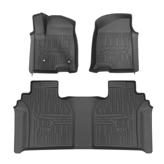 TripleAliners Floor Mats for 2019-2025 Chevy Silverado/GMC Sierra 1500 &amp; 2020-2024 Silverado/Sierra 2500 HD/3500HD Crew Cab 1st &amp; 2nd Row, Rear with Factory Carpeted Storage