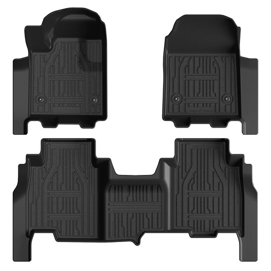 TripleAliners Floor Mats All Weather Liners Compatible with 2024 2025 Chevrolet Silverado EV RST(Not for WT/LT) & GMC Sierra EV Denali Accessories 1st & 2nd Row Full Set TPE Heavy Duty Protection Custom Fit Floor Liners