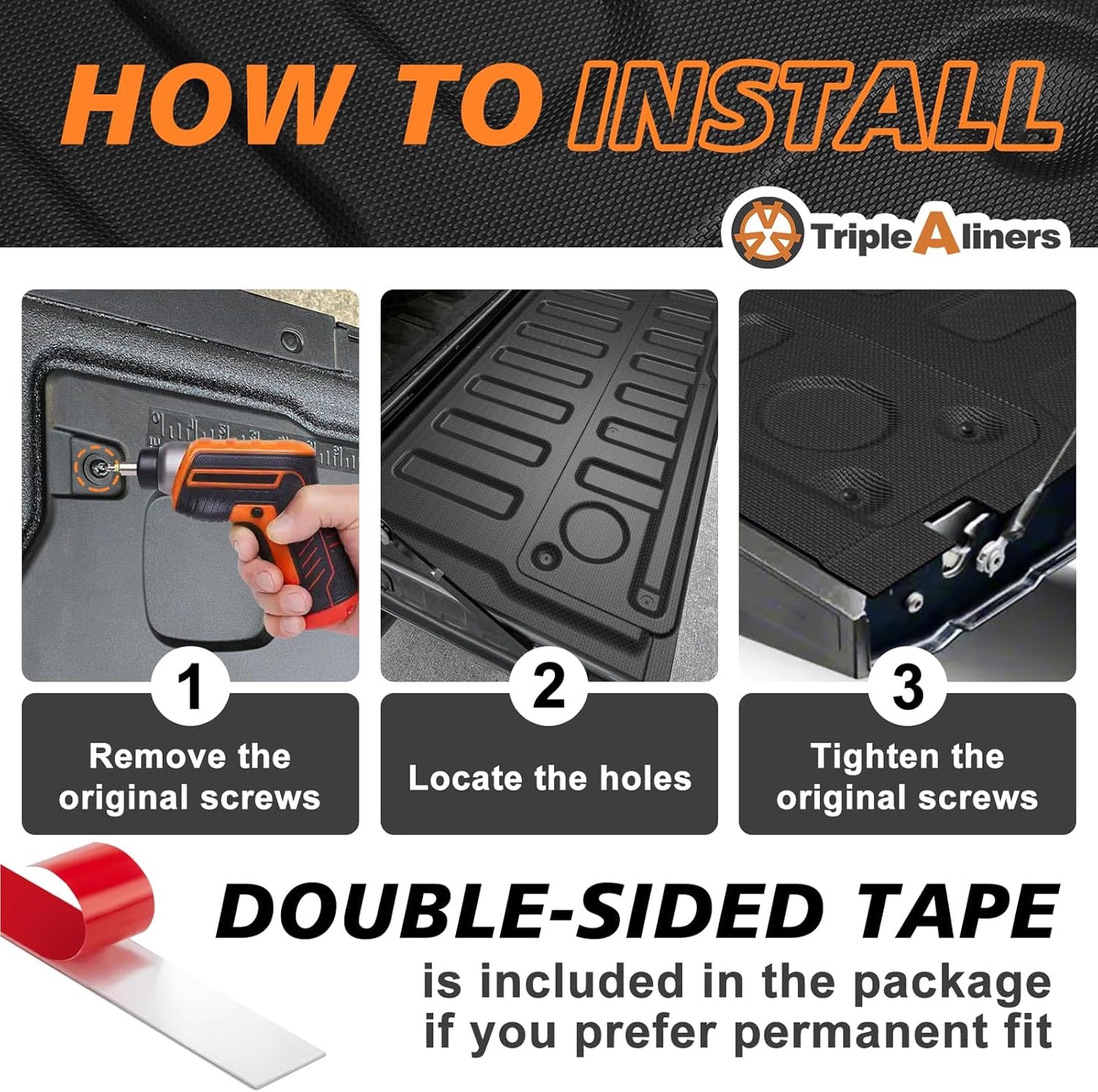 TripleAliners Tailgate Mat Compatible with Toyota Tacoma 2005-2023 Accessories Truck Tailgate Liner All-Weather Protector Cargo Cover Custom Fit for 2005-2023 Tacoma