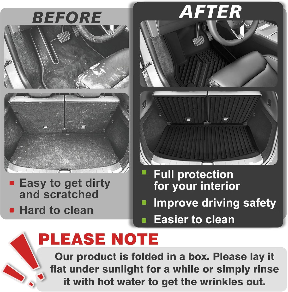 Floor Mats & Trunk & Backrest Mat for 2026 Tesla Model YL |Only Fit 2026 Tesla Model YL LHD| Full-Cabin TPE All Weather Floor Mats 5PCS Set with Backrest and Trunk Mats Pet Friendly