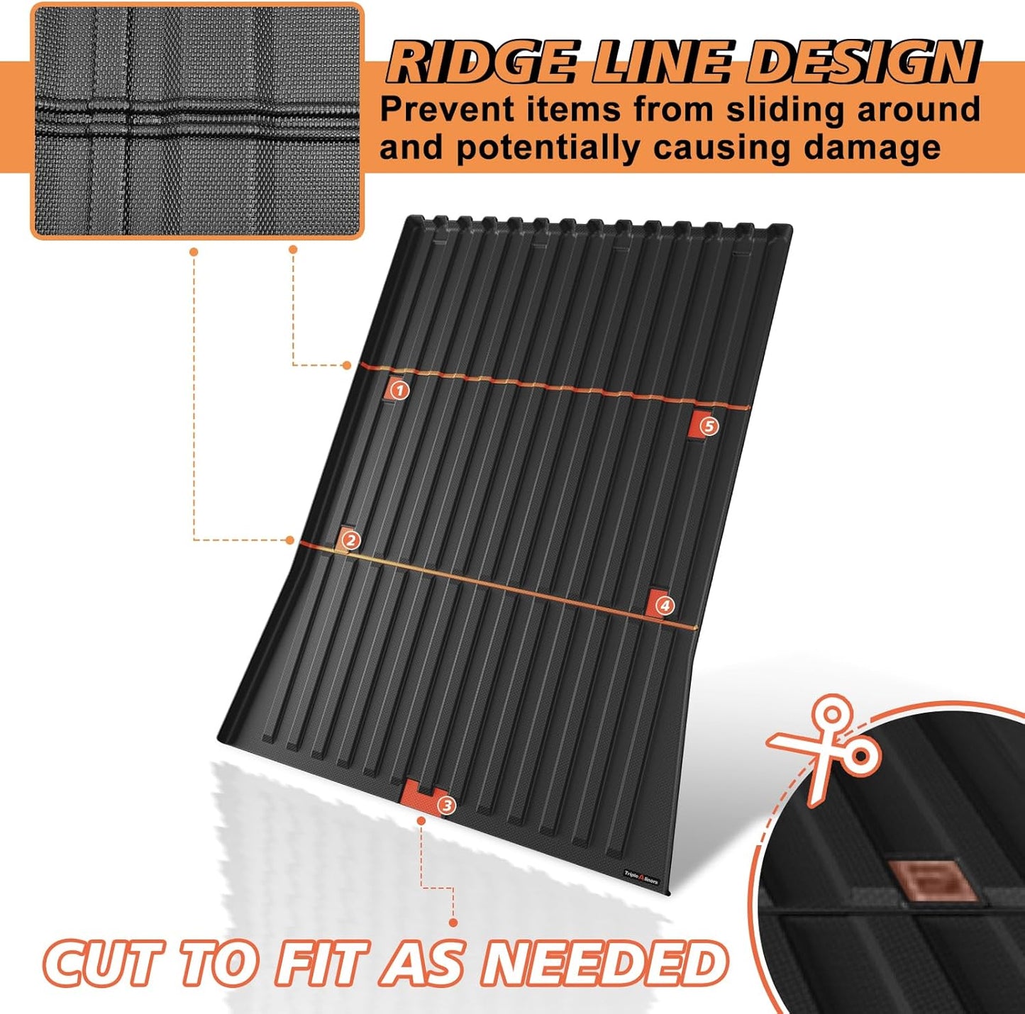 TripleAliners Truck Bed Mat Compatible with 2025 2026 Tesla Cybertruck Accessories Vehicle Perfectly Flush All Weather Protection TPE Heavy Duty Pickup Car Bed Cargo Mat (Corrugated Design Front Wall)