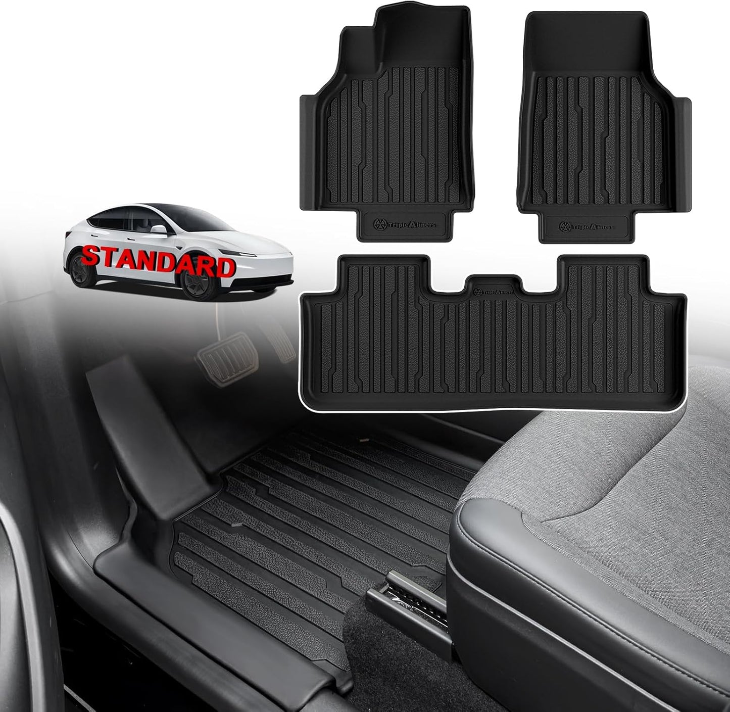 TripleAliners Floor Mats for 2025+ Tesla Model Y Juniper Standard (for Standard Trim ONLY)
