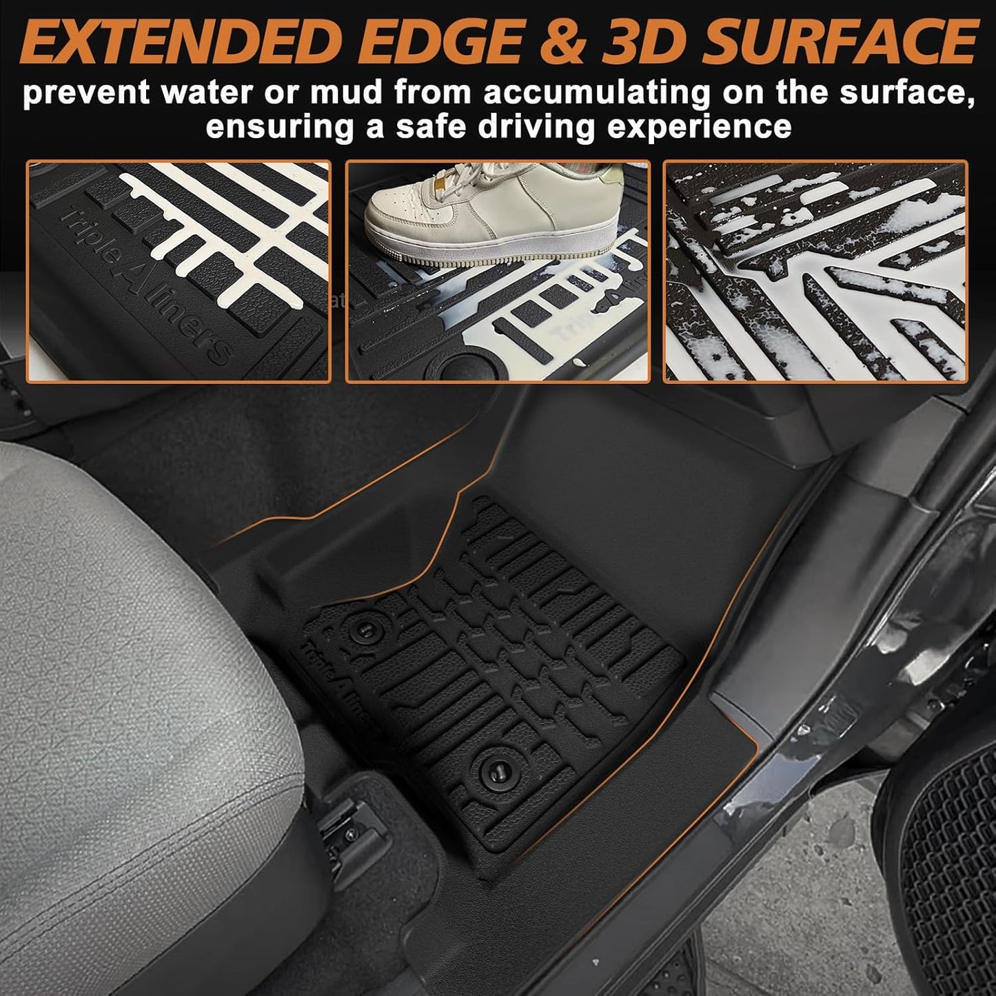 TripleAliners Floor Mats & Trunk Mat & Rear Seatback Cover All Weather TPE Liners Fit for Toyota 2025 4Runner Accessories Custom Fit 6th Generation 4Runner TPE Heavy-Duty Liners(Only for 7 Seats)