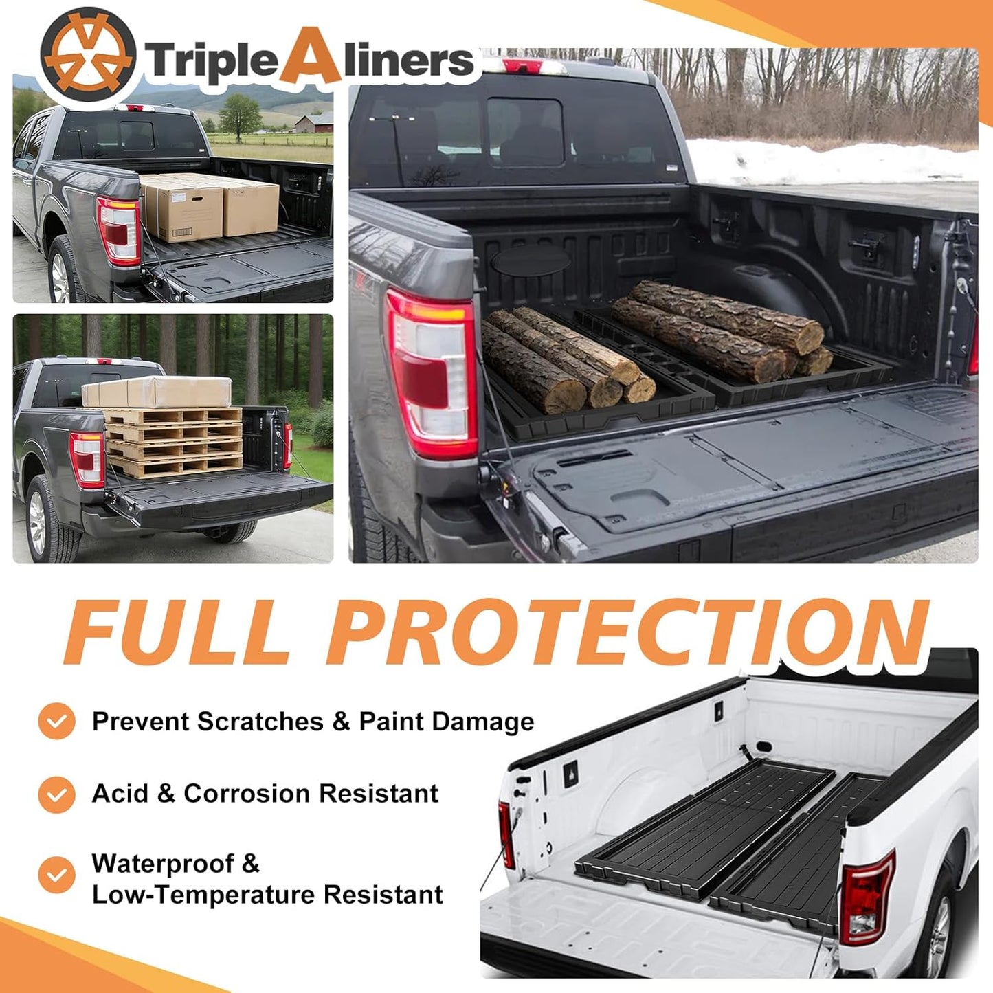 TripleAliners Slide-Out Truck Bed Cargo Tray Compatible with 5'7"+ & Longer Beds Pull-Out Storage Organizer for Pickup Truck Bed Organizer Adjustable Heavy-Duty Polyethylene (5.7FT & Plus)