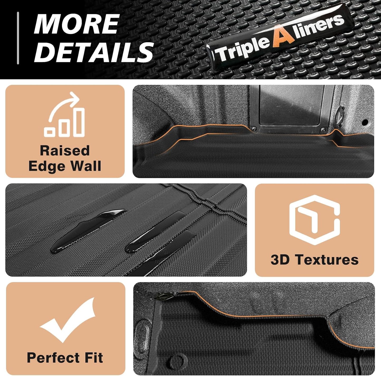 TripleAliners Truck Mat Compatible with 2024-2026 Ford F150 6.5FT Accessories, Truck Bed Mat Heavy Duty Custom Fit All Weather Protection TPE Pickup Liner