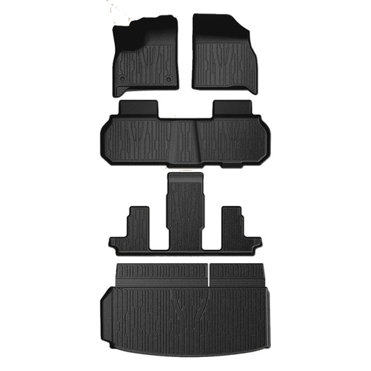 TripleAliners Floor Mats&Trunk Mat All Weather Car Liners Compatible with 2024+GMC Acadia/Chevy Traverse&2025 Buick Enclave Accessories TPE Custom Fit Full Set Liners Protection(Floor Mats+Trunk Mat)