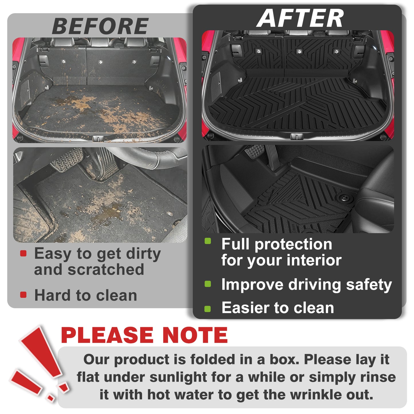 Floor Mats & Trunk Mat & Backrest Mats All Weather TPE Liners Compatible with 2026 Toyota RAV4 Hybrid, Custom Fit Cargo Liner Seat Back Covers (Won't Fit Plug-in Hybrid)